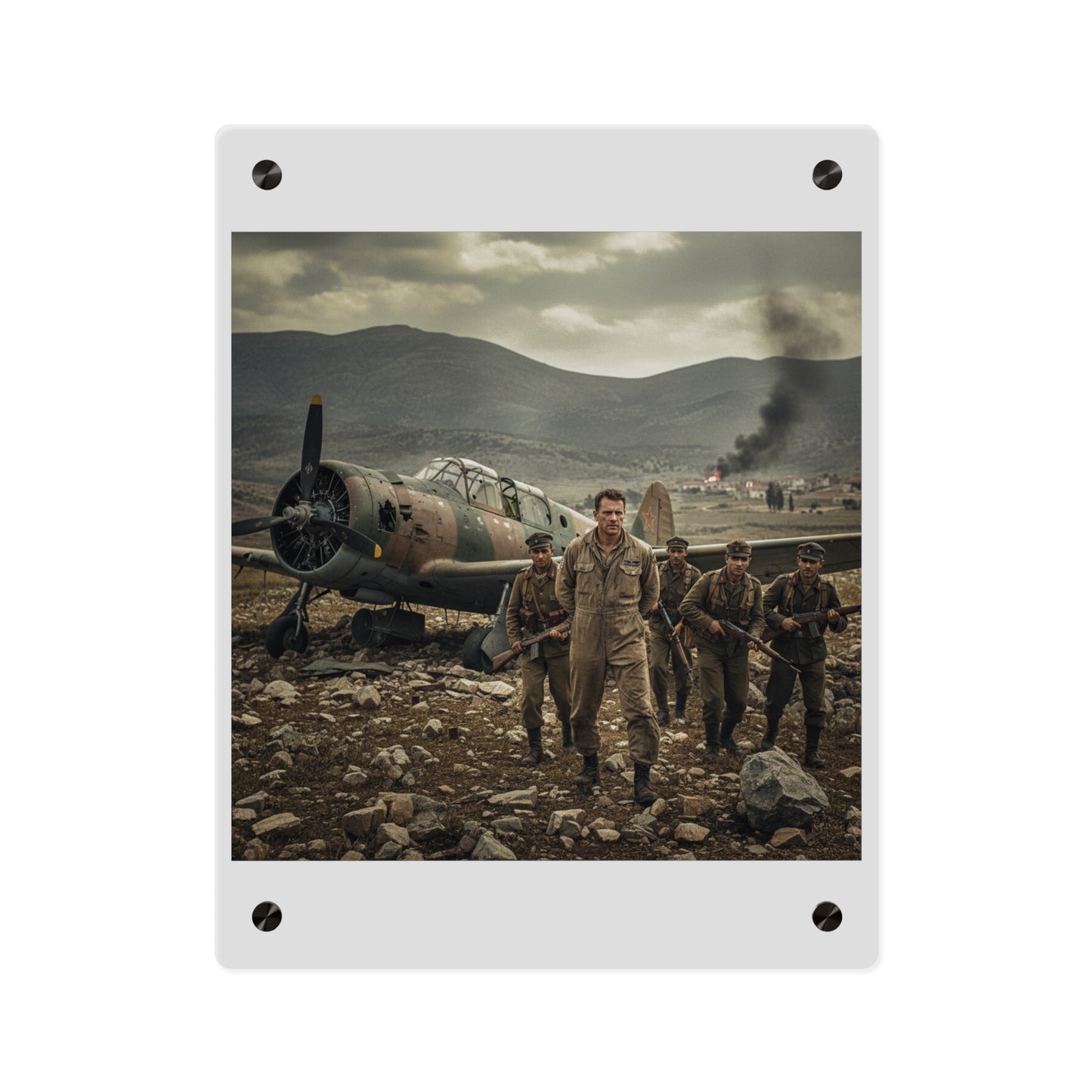 Acrylic Wall Art Panel - U.S. Air Force officer - Captured, KIA, Communist Guerrillas - AT-6 Shotdown - Cold War