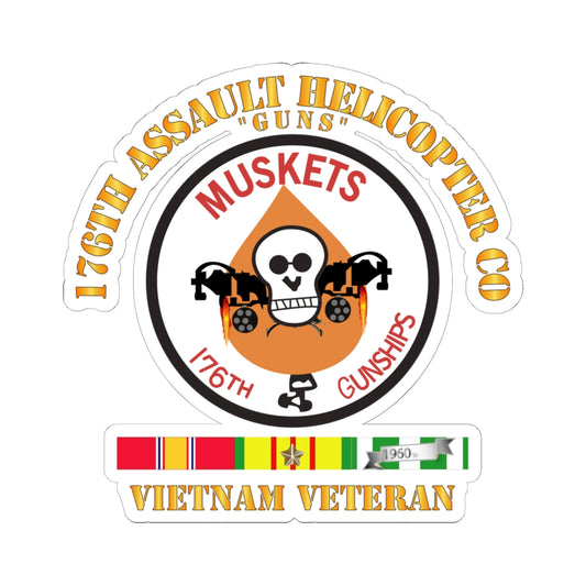 Kiss-Cut Stickers - 176th Gunships (Muskets) - Guns - Vietnam Vet w SVC
