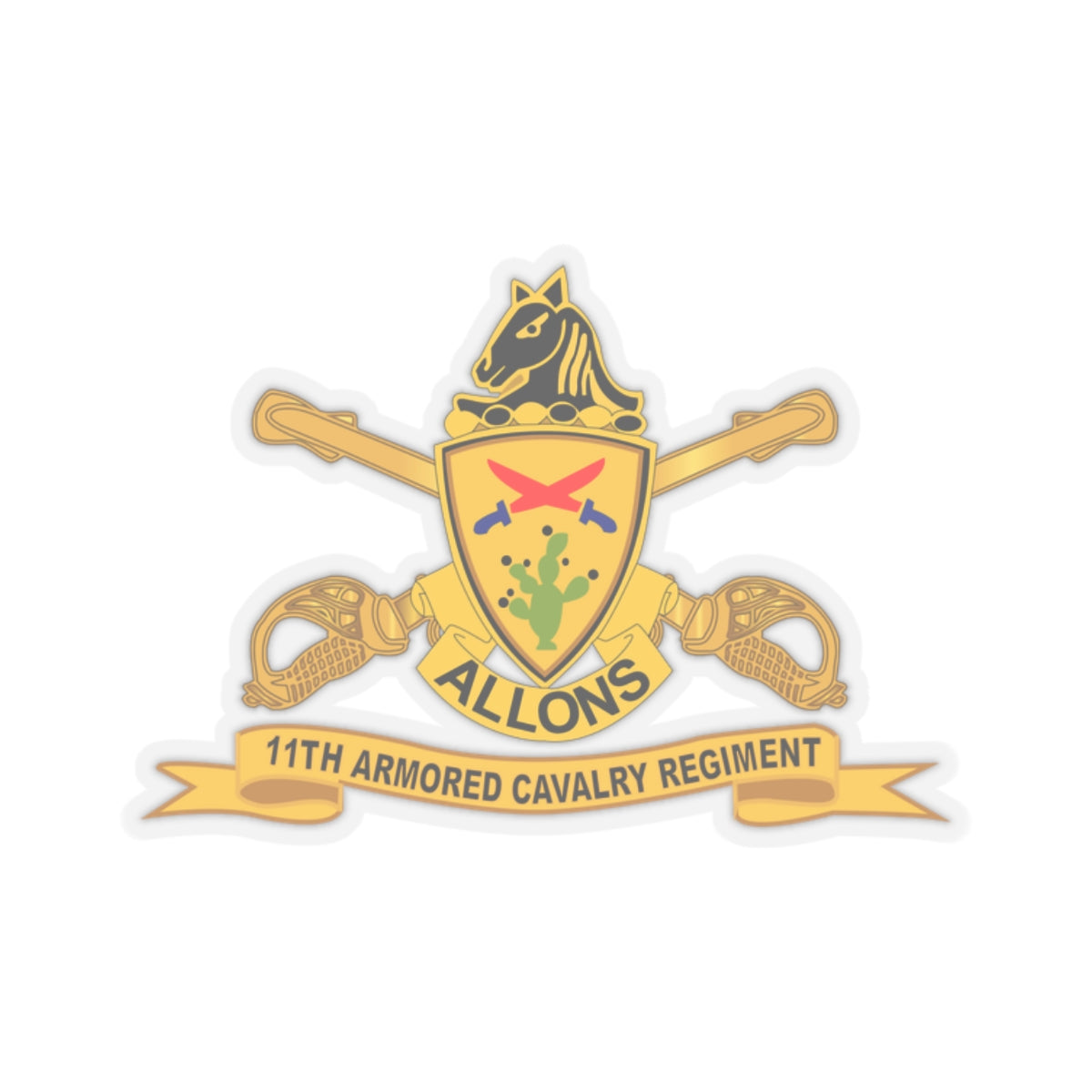 Kiss-Cut Stickers - 11th Armored Cavalry Regiment w Br - Ribbon