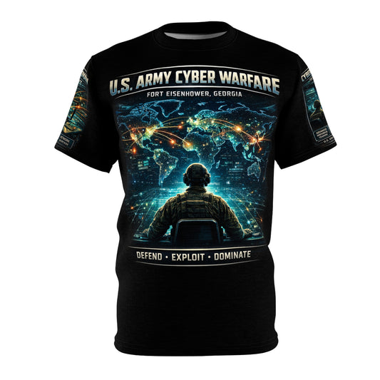 U.S. Army Cyber Warfare All-Over Print Tee — "Warfare in the Fifth Domain"