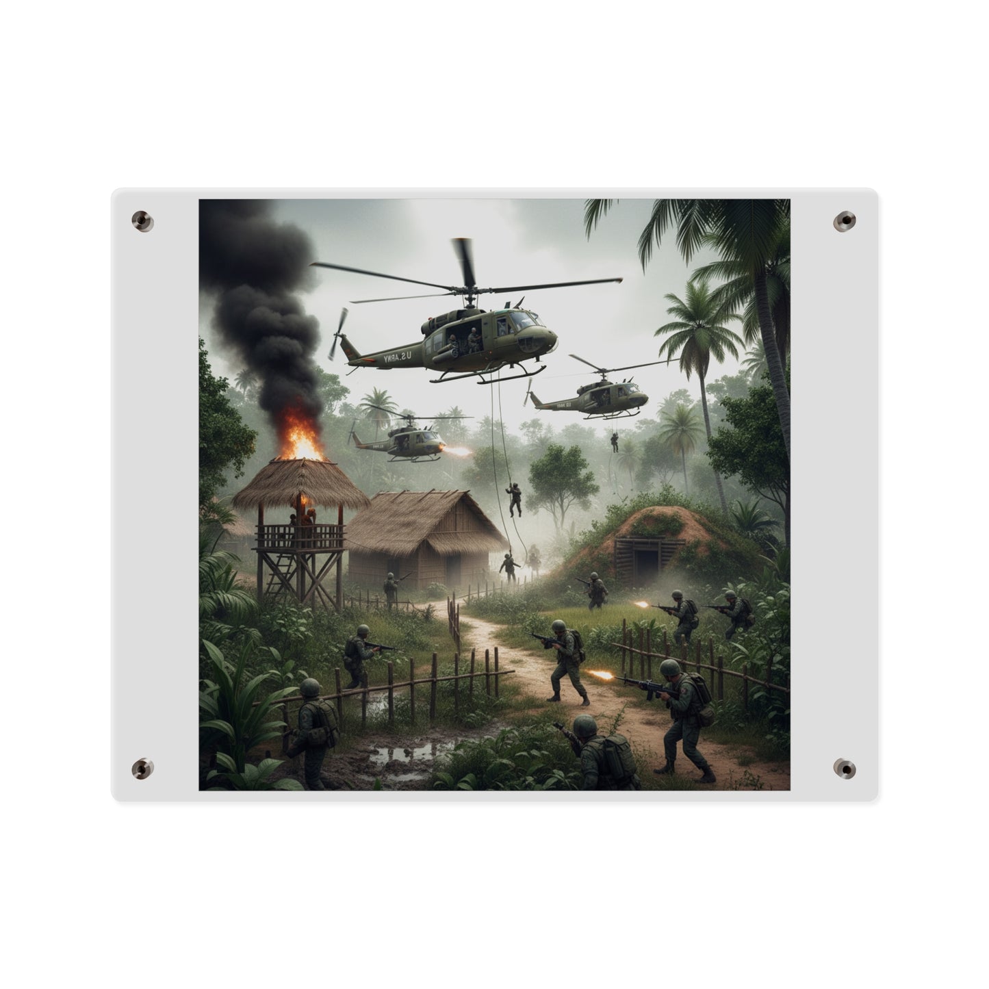Acrylic Wall Art Panel - Vietnam Village Helicopter Assault