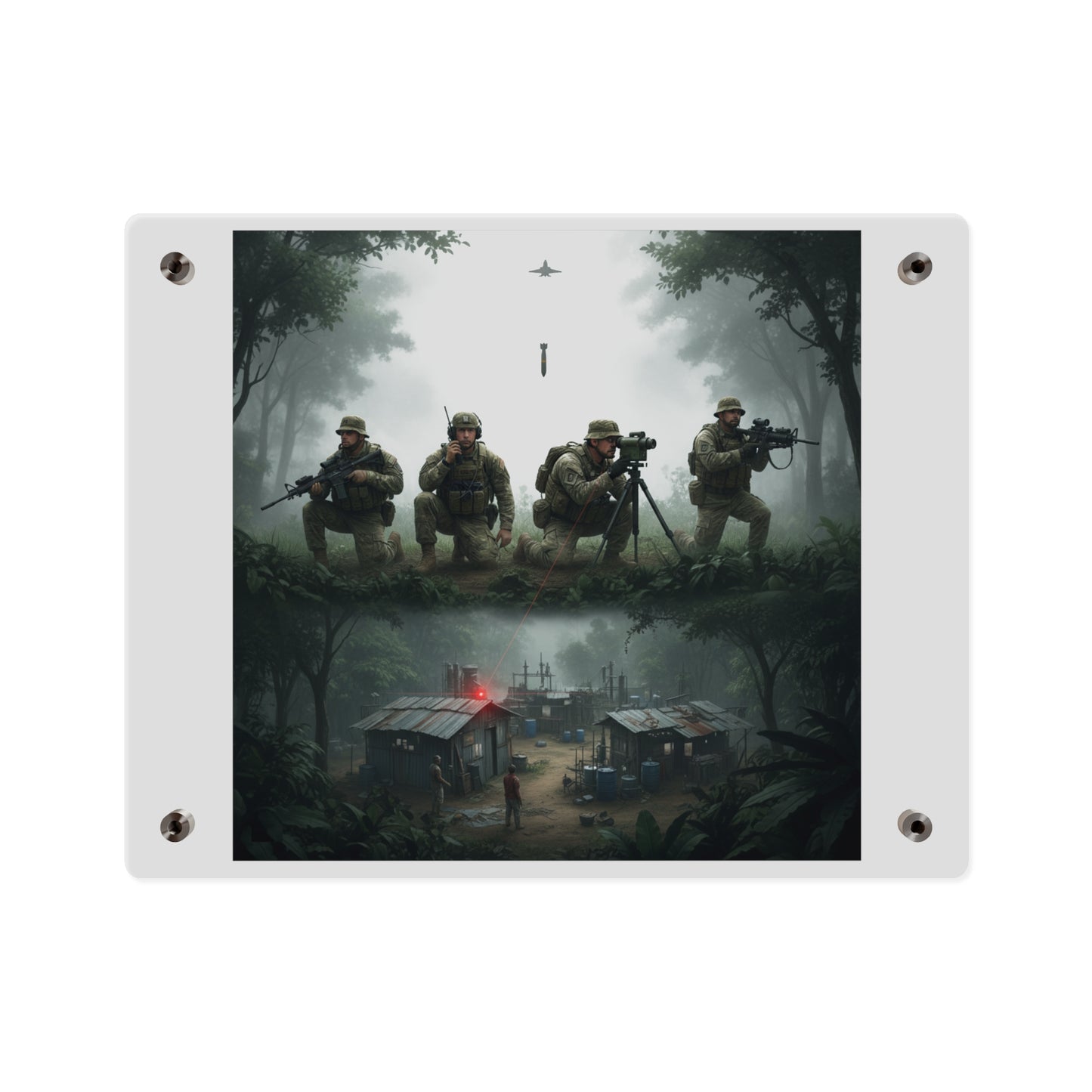 Acrylic Wall Art Panel - Jungle Drug Lab Destruction wo Explosions