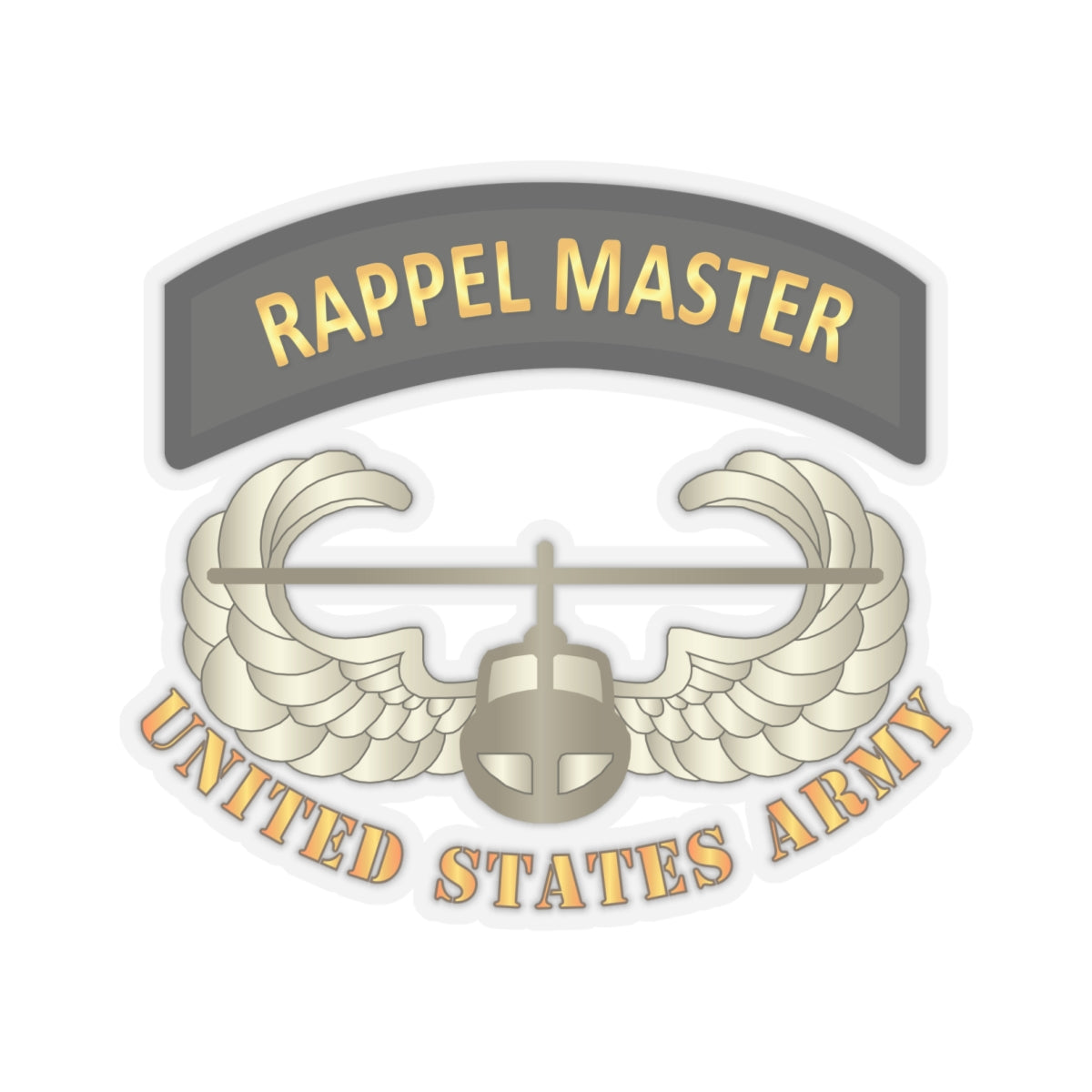 Kiss-Cut Stickers - Rappel Master Tab w Air Assault Badge - US Army