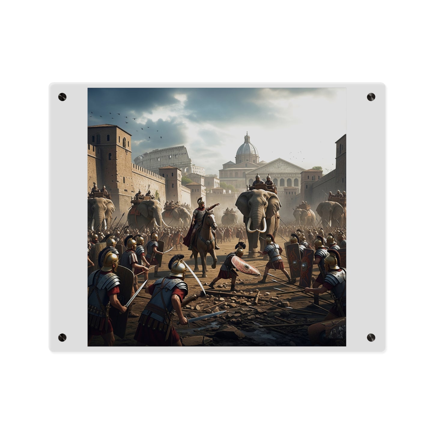 Acrylic Wall Art Panel - Hannibal Battling the Roman Legions as he Enters Rome