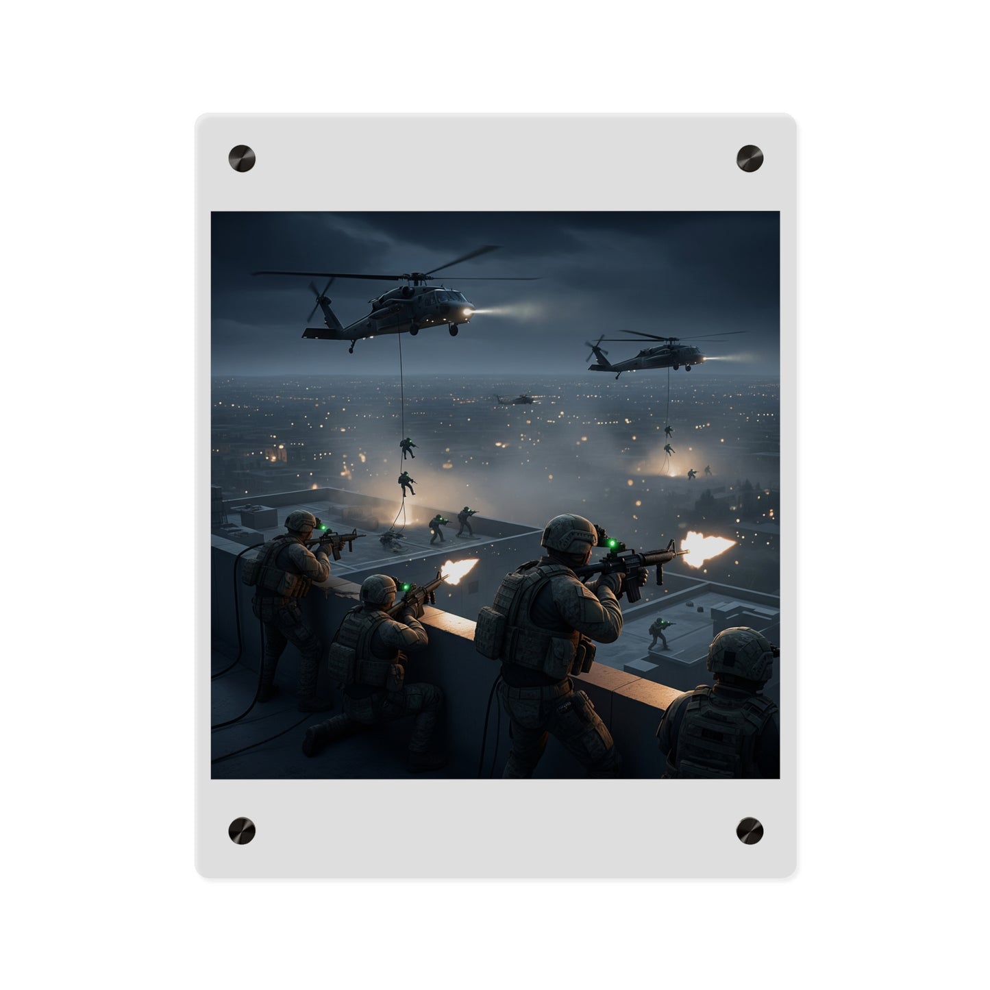 Acrylic Wall Art Panel - Night Air Assault by Army Rangers