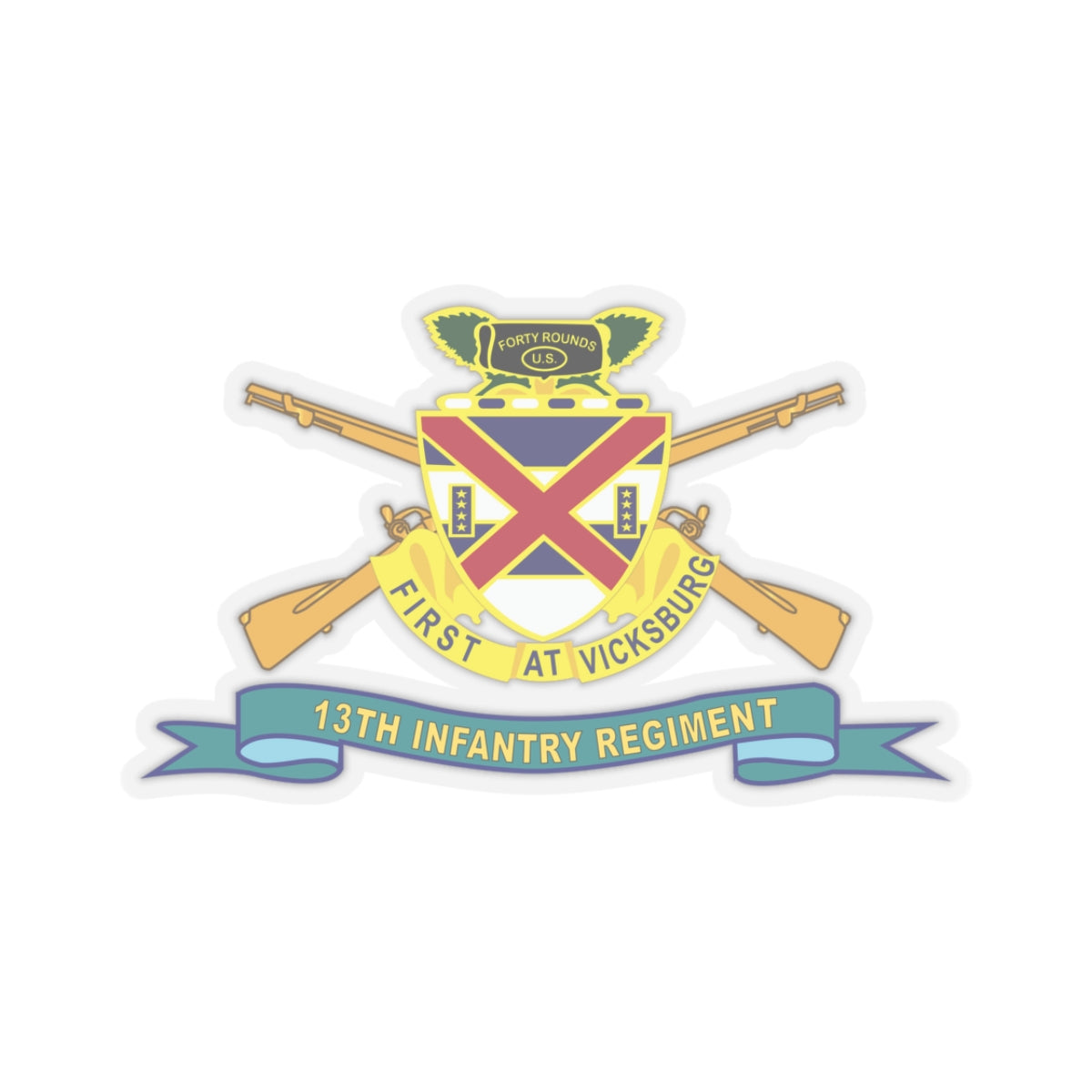 Kiss-Cut Stickers - 13th Infantry Regiment - DUI w Br - Ribbon X 300