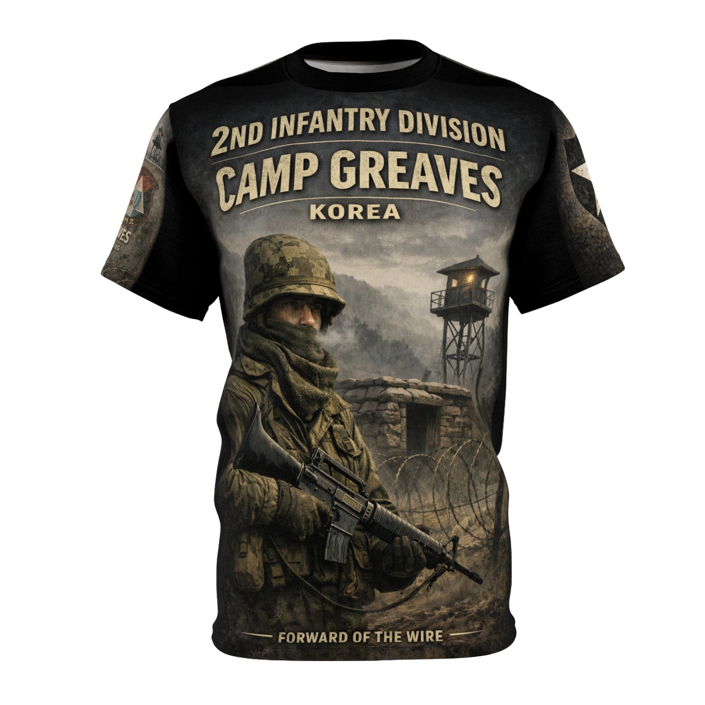 Camp Greaves Korea All-Over Print Tee — "Guarding the DMZ Border"