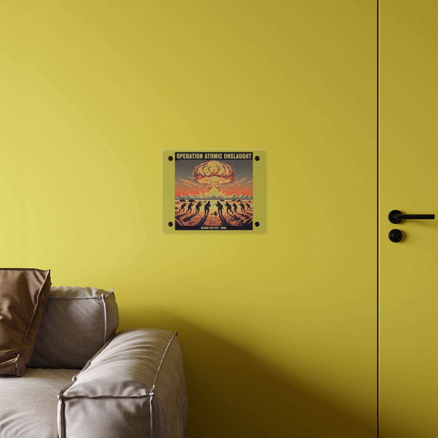 Acrylic Wall Art Panel - Atomic Testing in Nevada Desert Operation Fury - Toward the attack