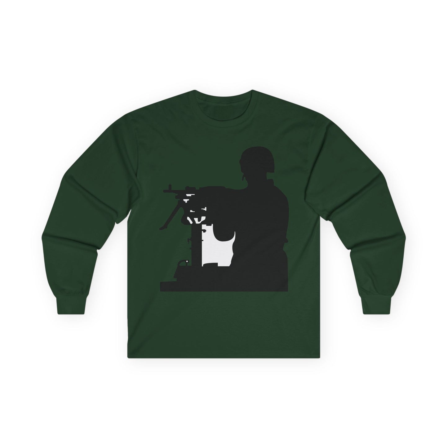 Unisex Ultra Cotton Long Sleeve Tee -Army - Soldier - MG Vehicle Mounted - Silhouette X 300
