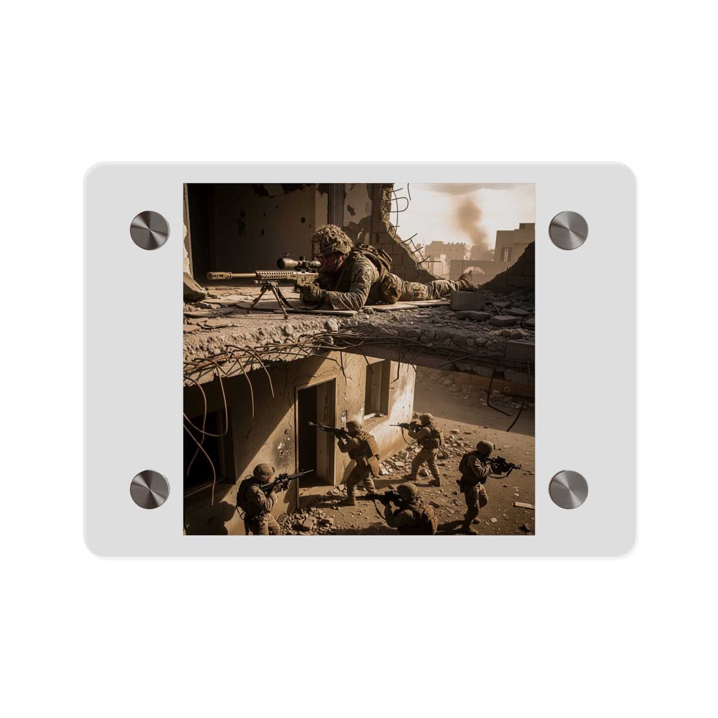 Acrylic Wall Art Panel - Marine Sniper Providing Overwatch for Breach Team