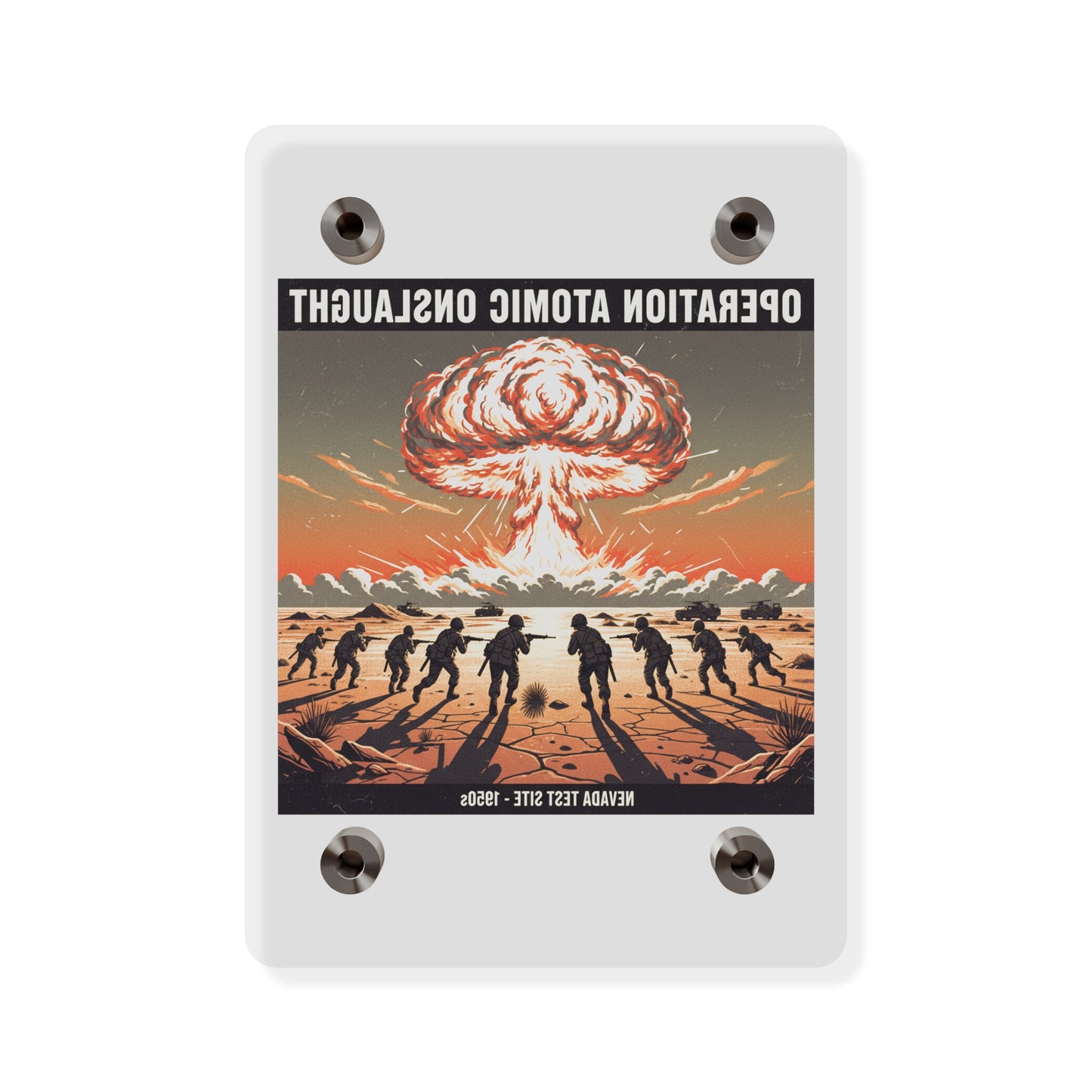 Acrylic Wall Art Panel - Atomic Testing in Nevada Desert Operation Fury - Toward the attack