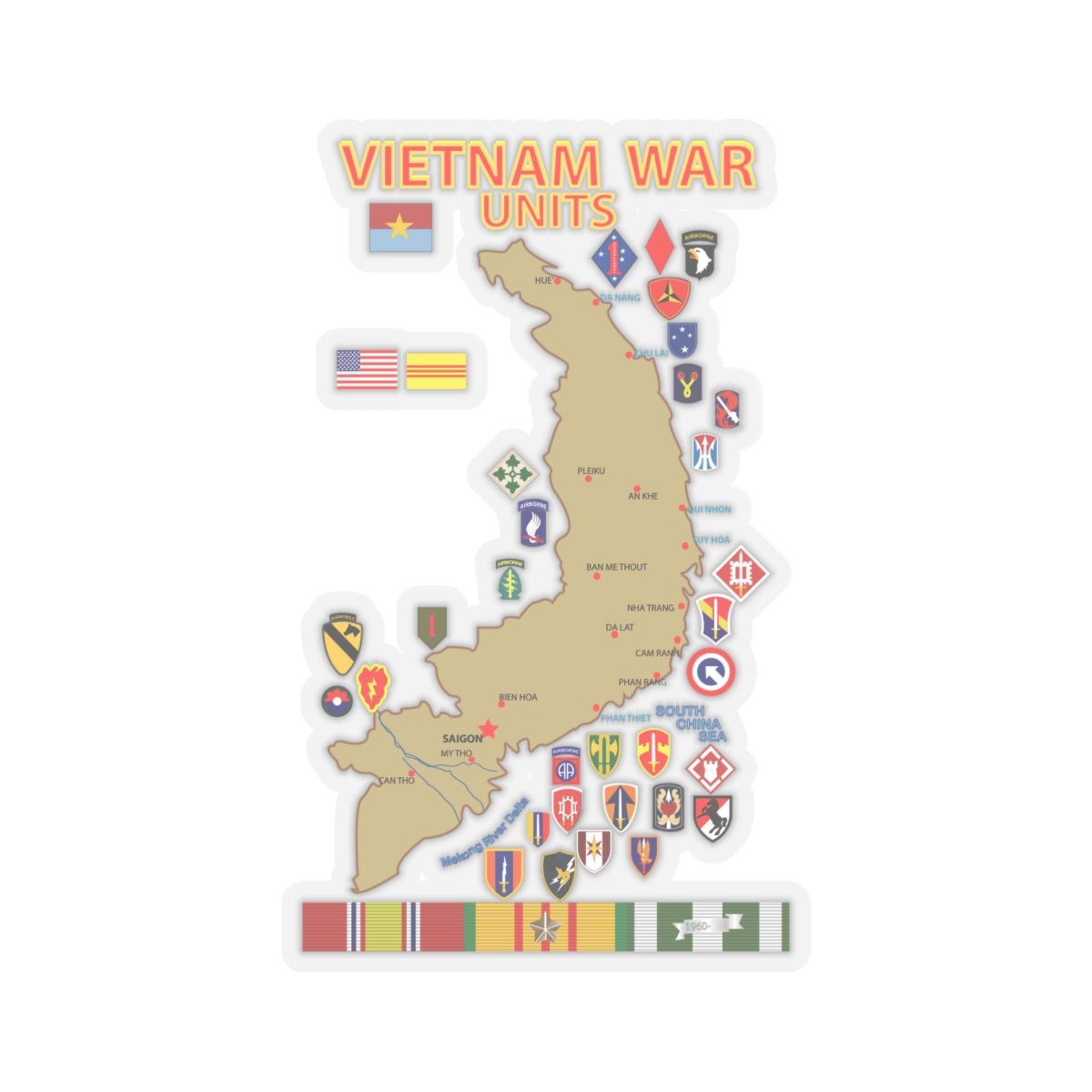 Kiss-Cut Stickers - Map - Vietnam Units - 3 wo DS