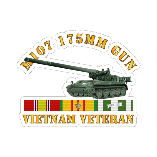 Kiss-Cut Stickers - M107 - 175mm Gun - Vietnam Vet w VN SVC