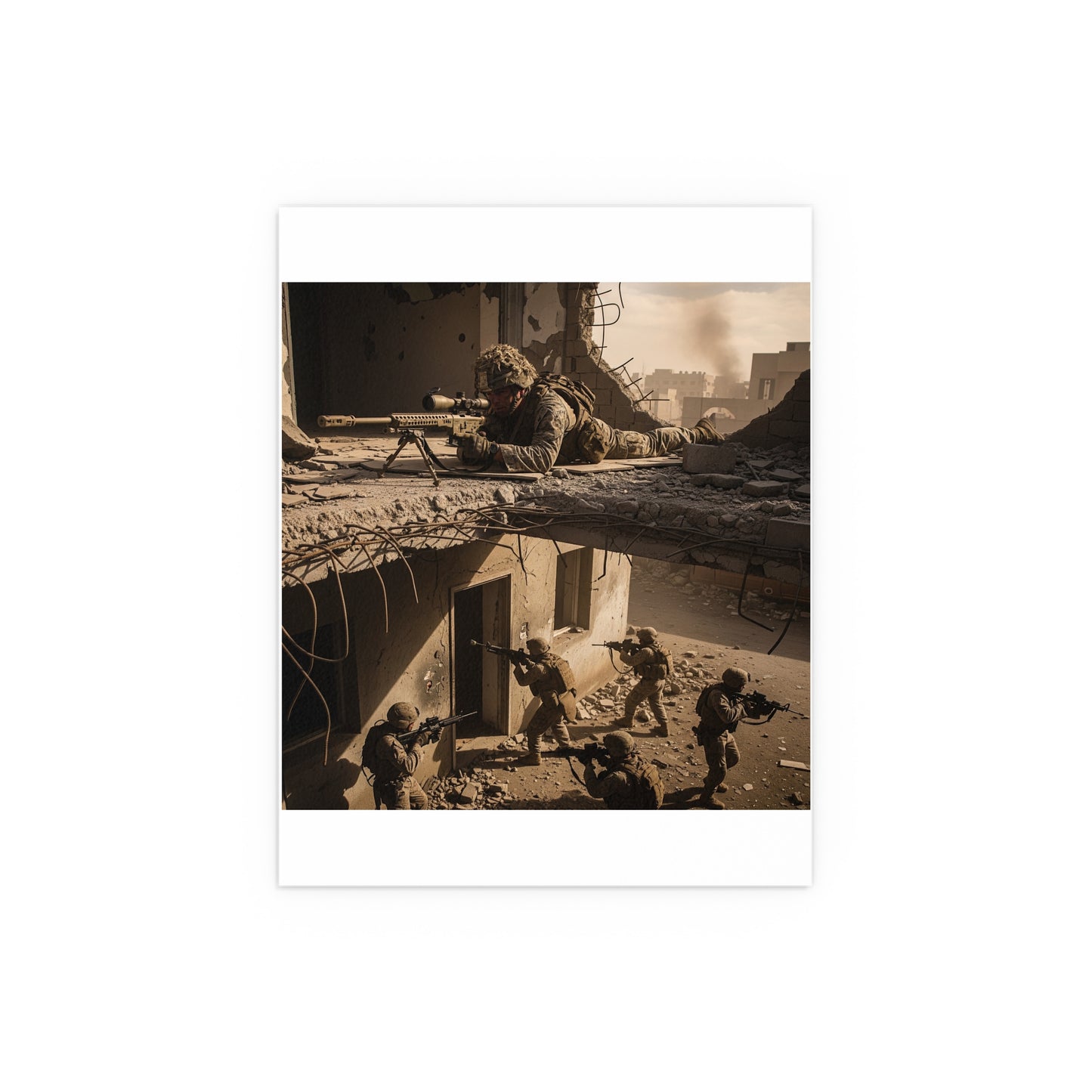 Indoor and Outdoor Silk Posters - Marine Sniper Providing Overwatch for Breach Team
