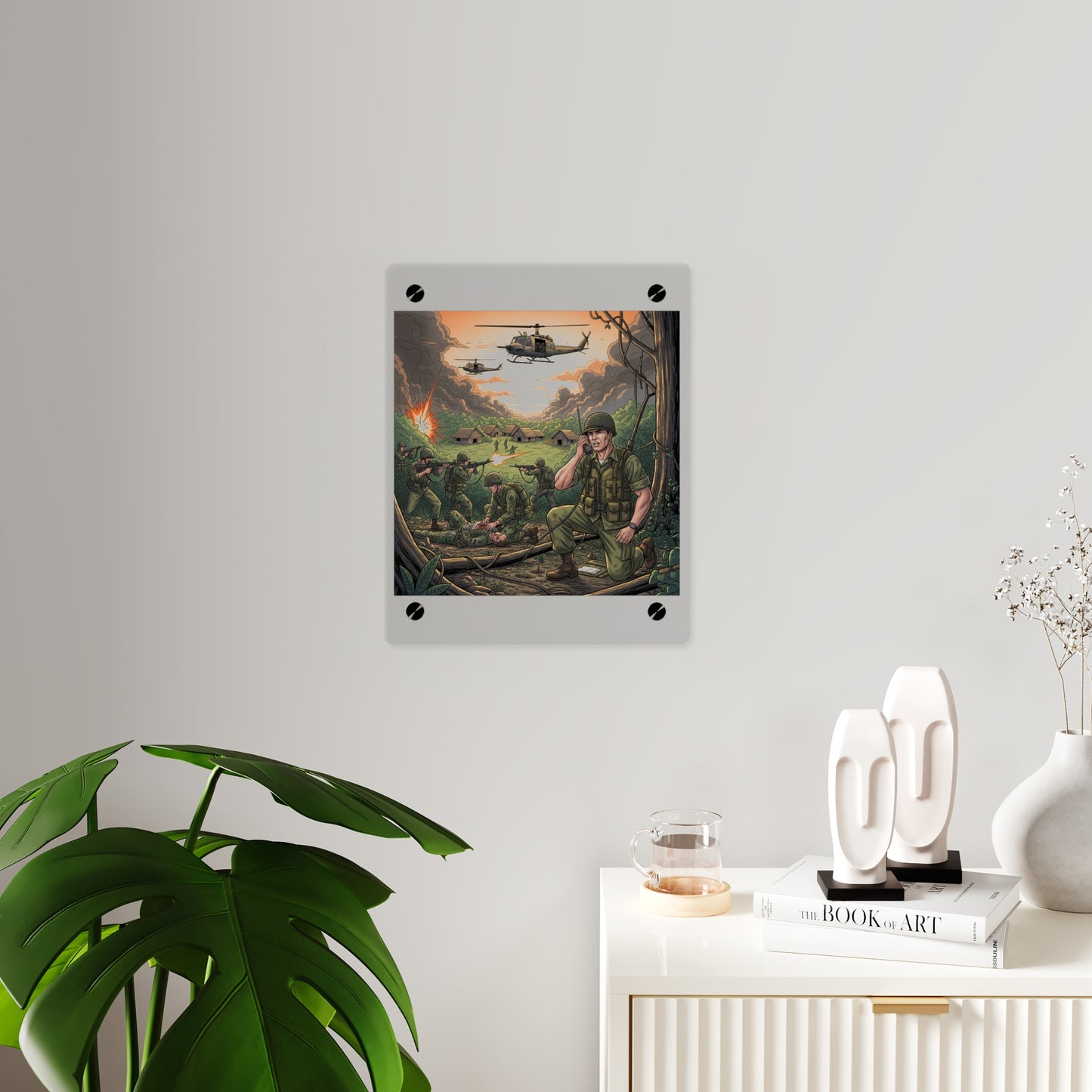 Acrylic Wall Art Panel - Vietnam Patrol Fire Fight Requesting Medevac