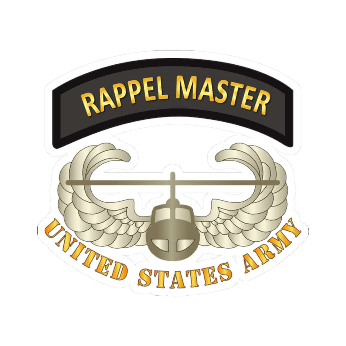Kiss-Cut Stickers - Rappel Master Tab w Air Assault Badge - US Army