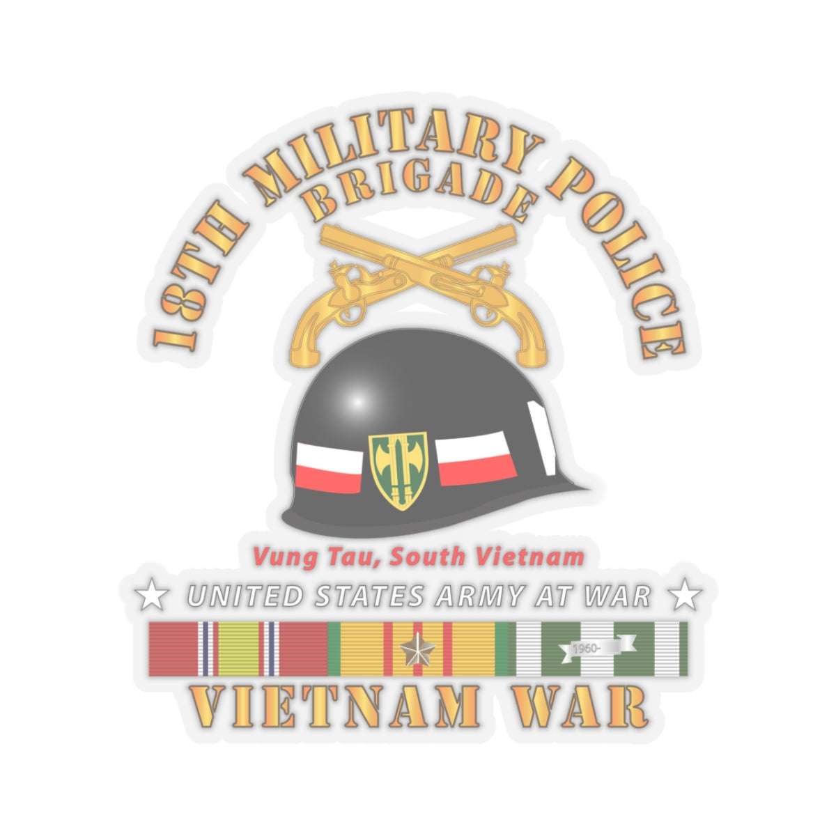 Kiss-Cut Stickers - 18th MP Brigade - Helmet - Vietnam w SVCV1