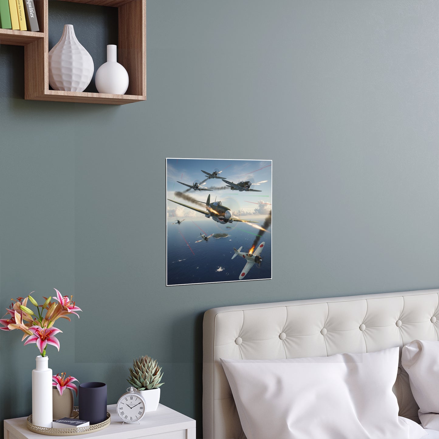 Indoor and Outdoor Silk Posters - Curtis P-40 Kittyhawk w Machine Guns Blazing