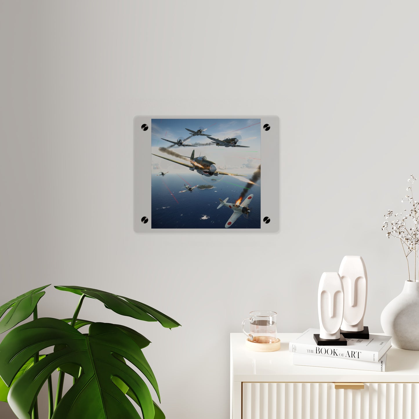 Acrylic Wall Art Panel - Curtis P-40 Kittyhawk w Machine Guns Blazing