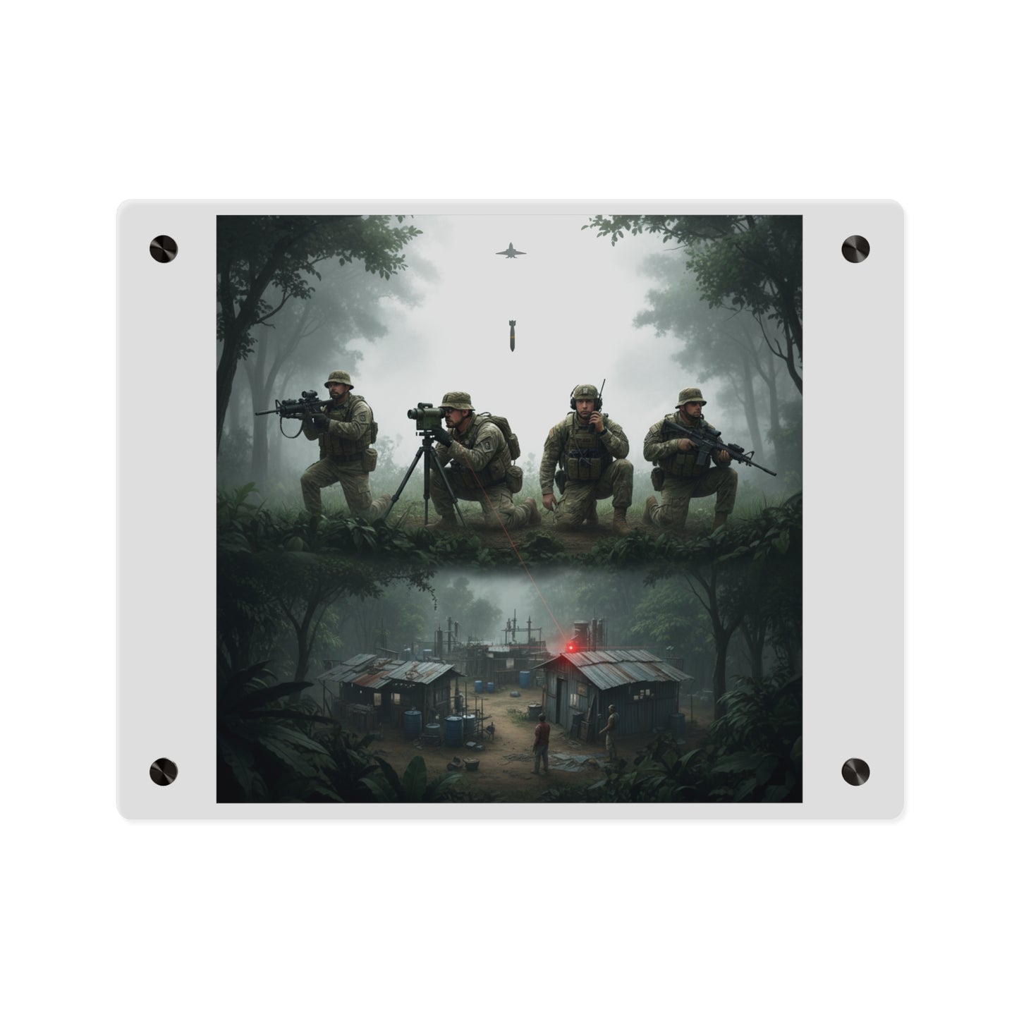 Acrylic Wall Art Panel - Jungle Drug Lab Destruction wo Explosions