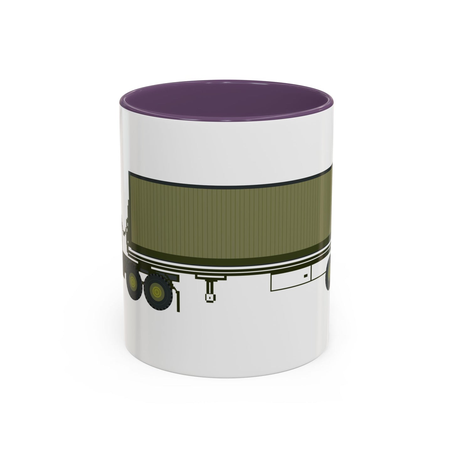 Accent Coffee Mug (11oz & 15oz) - Vehicle - M915 Tractor with M872 - 40 Ft Container - Side X 300