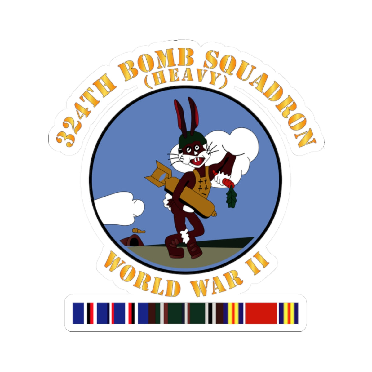 Kiss-Cut Stickers - AAC - 324th Bomb Squadron - WWII w EU SVC