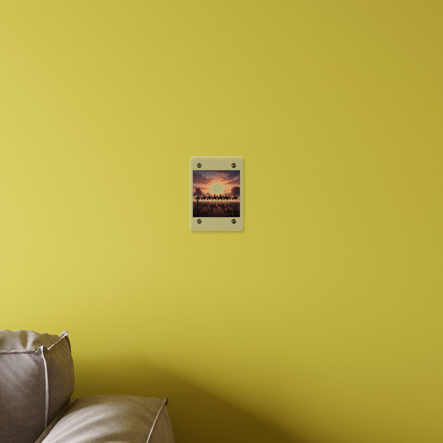 Acrylic Wall Art Panel - 10th Cavalry on Patrol in the sunset w 10th Cav Guidon