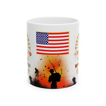 Load image into Gallery viewer, White Mug 15oz - Vietnam Veteran - 1st Signal Brigade - Combat Veteran with Vietnam Service Ribbons - Spec
