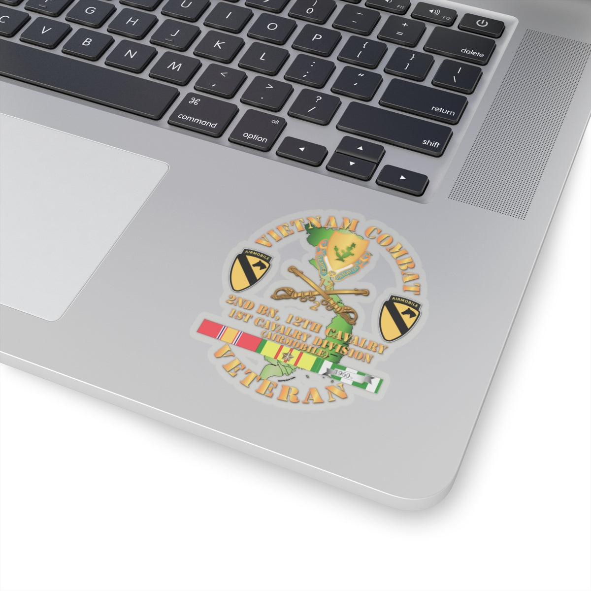 Kiss-Cut Stickers - Vietnam Combat Cavalry Veteran w 2nd Bn 12th Cav DUI - 1st Cav Div