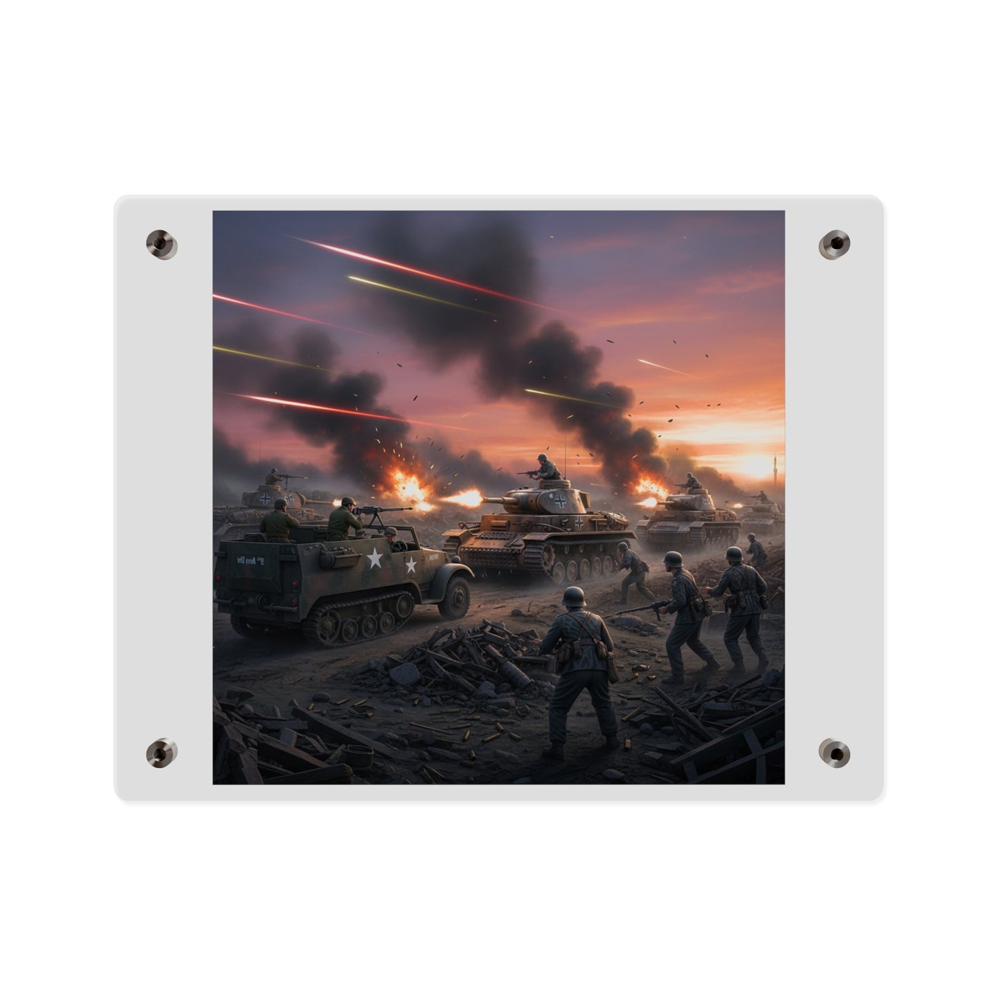 Acrylic Wall Art Panel - M3A1 Half-track 9th Armor Division vs German Armor