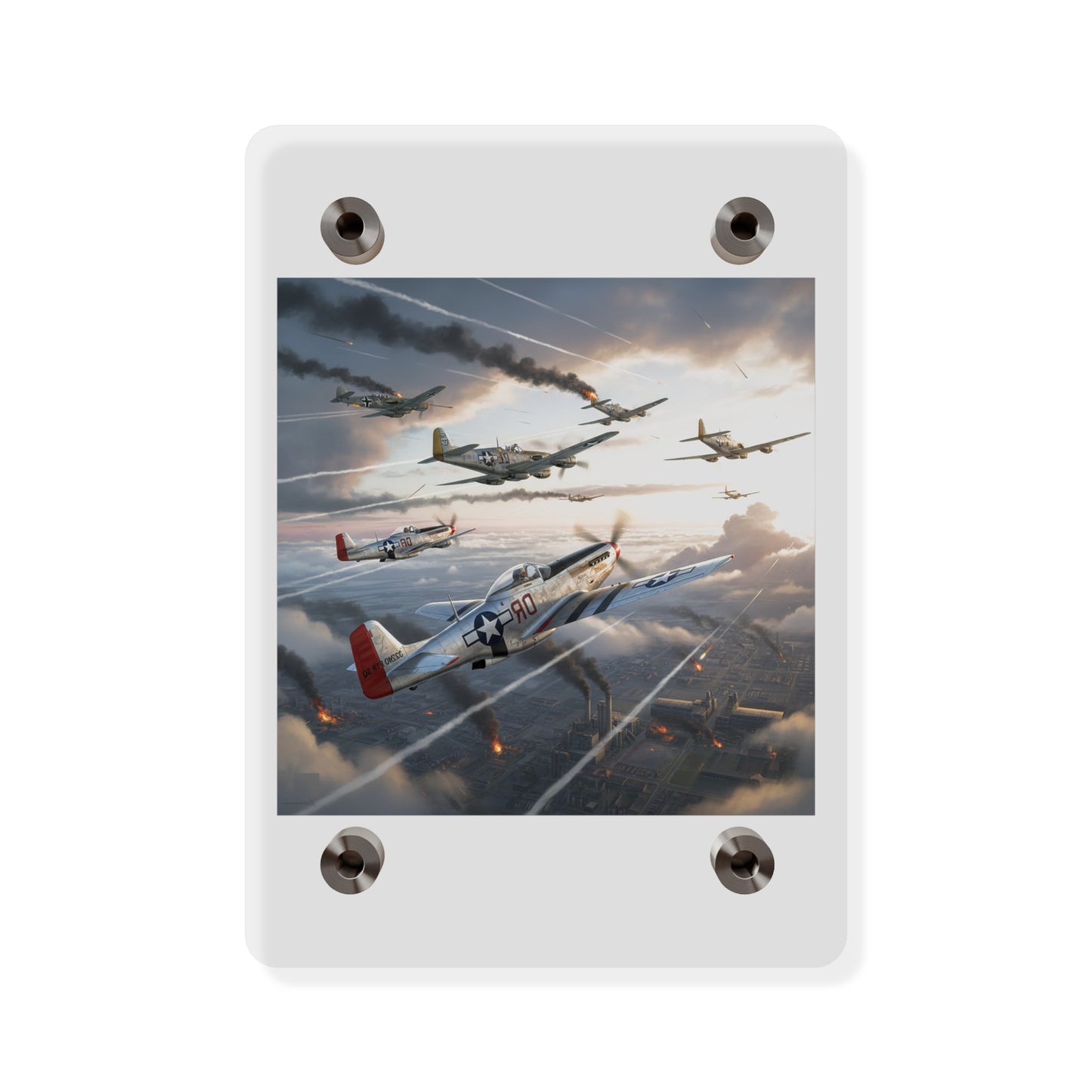 Acrylic Wall Art Panel - Red Tails in Action