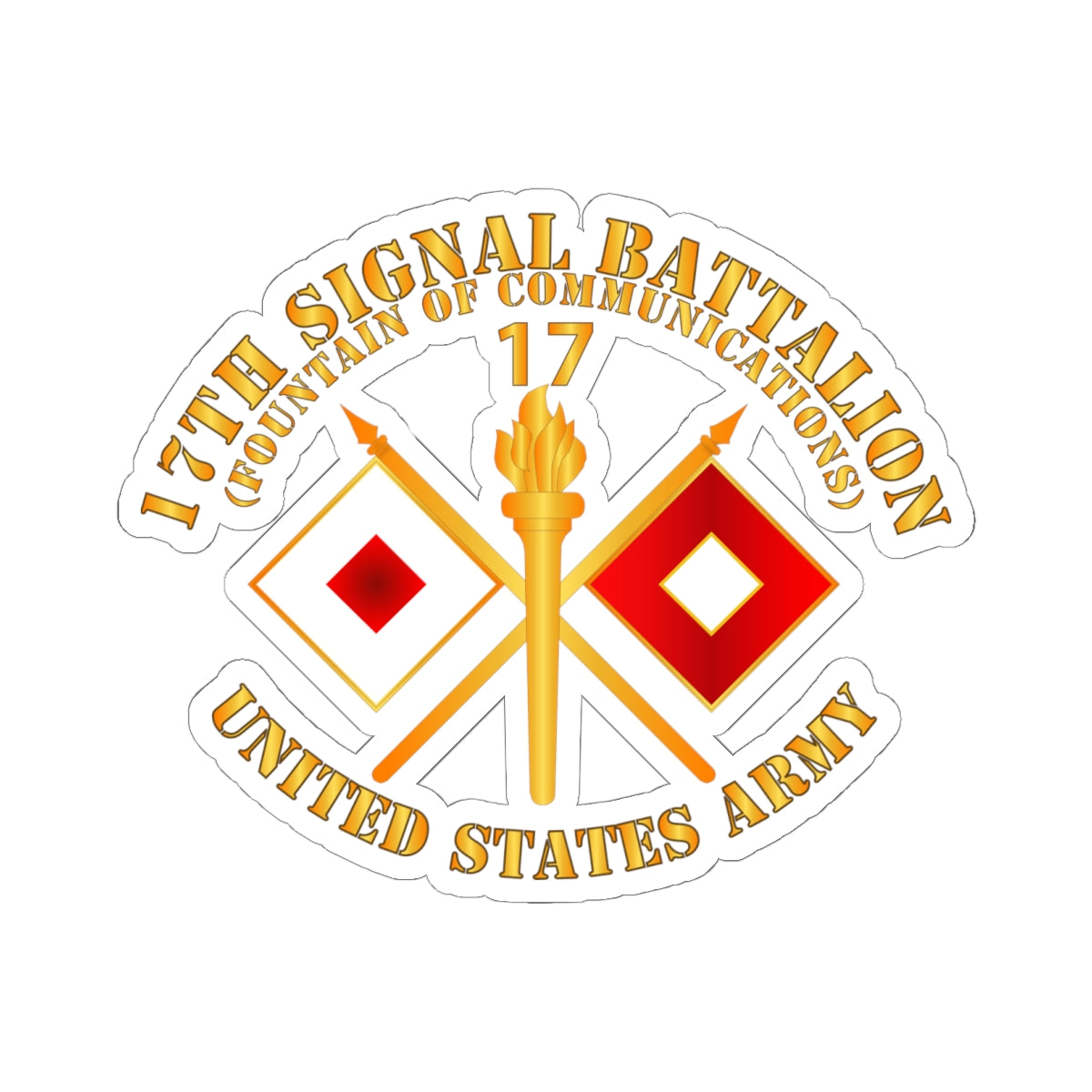 Kiss-Cut Stickers - 17th Signal Battalion w Unit Number - Branch - USA