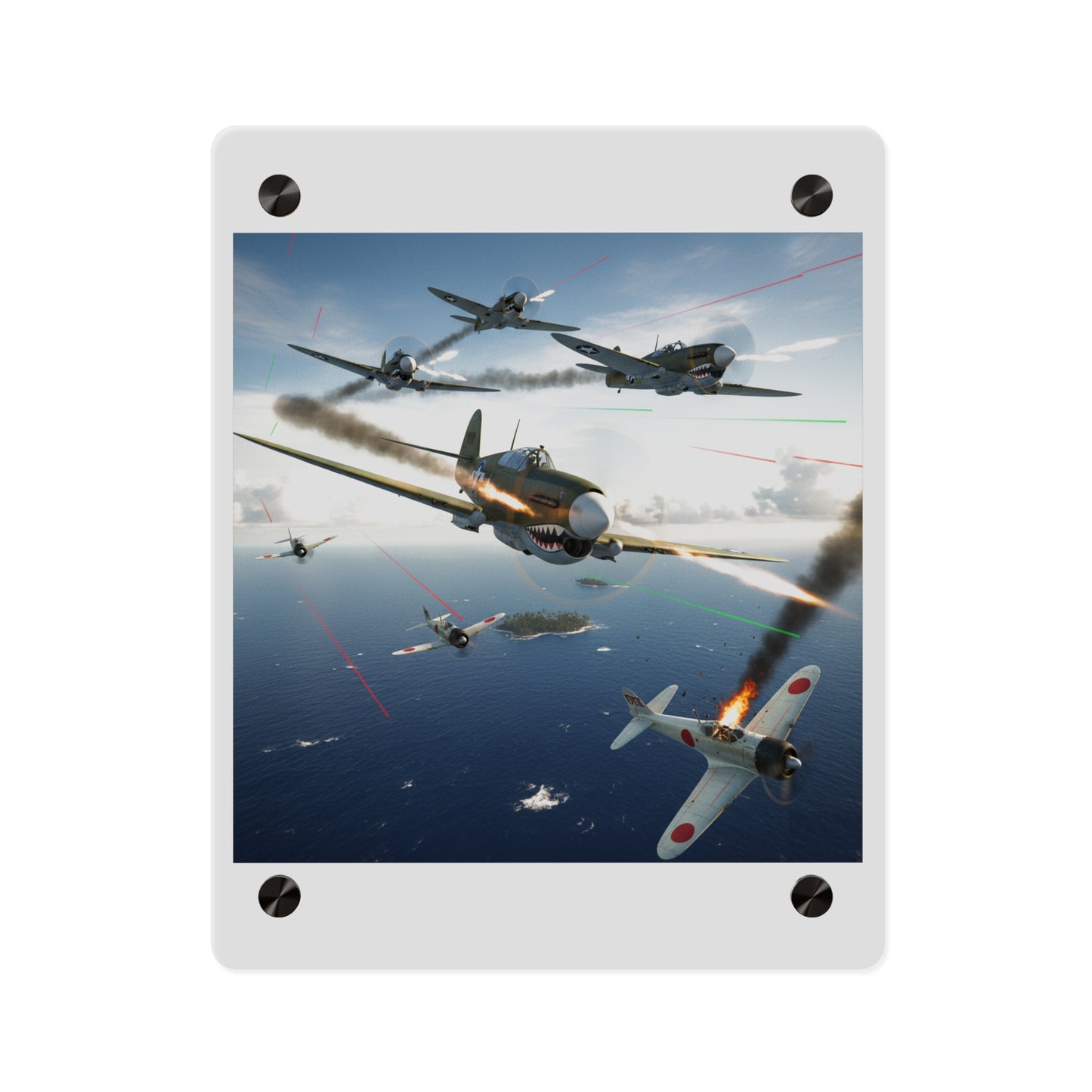 Acrylic Wall Art Panel - Curtis P-40 Kittyhawk w Machine Guns Blazing