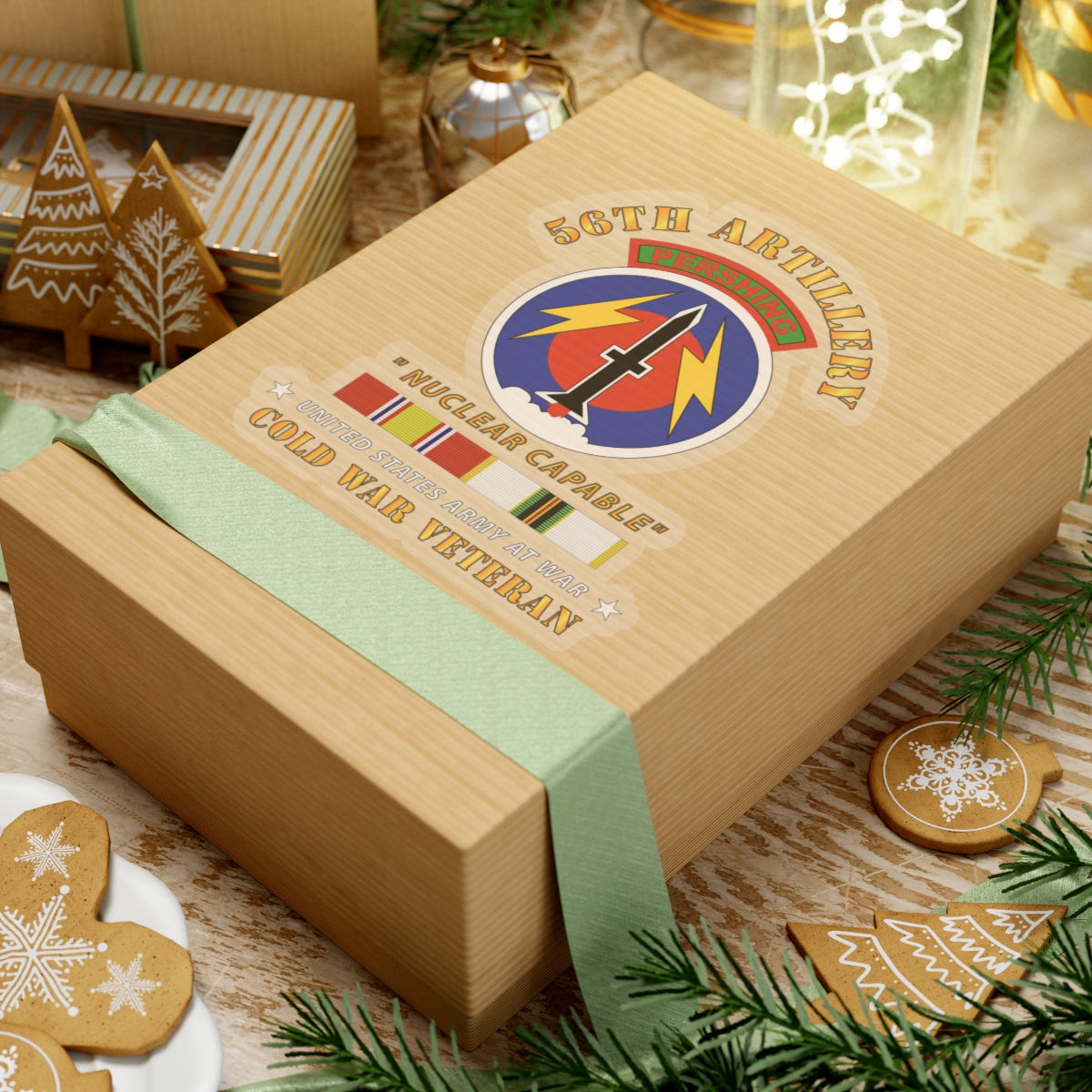 Kiss-Cut Stickers - 56th Artillery - Pershing - Nuclear Capable w COLD Svc Medals