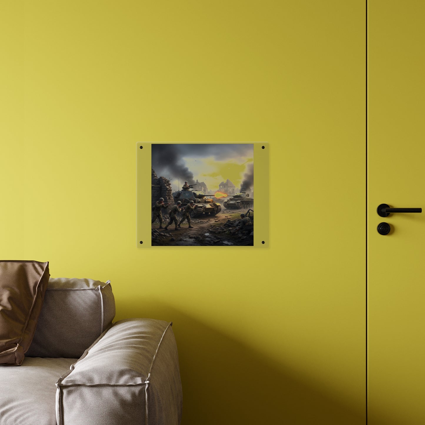 Acrylic Wall Art Panel - Tank Destroyer - M10 Wolverine vs German Panzer Tank