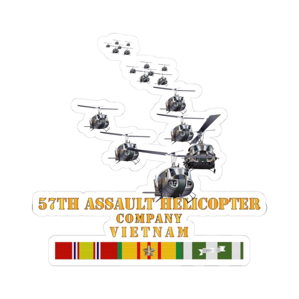Kiss-Cut Stickers - 57th Assault Helicopter Co w VN SVC X 300