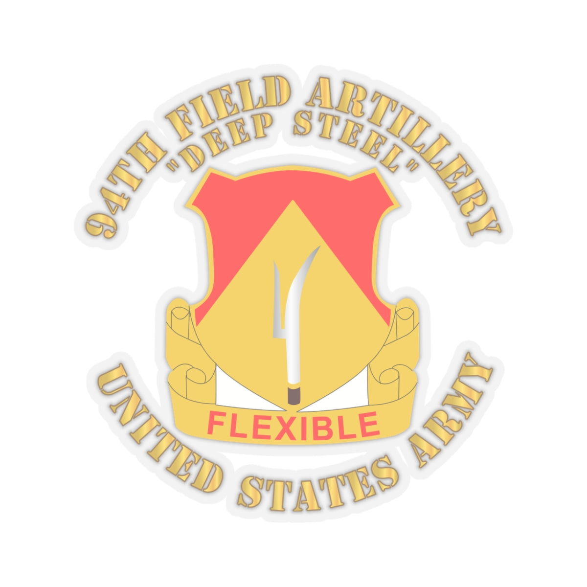 Kiss-Cut Stickers - 94th Field Artillery Regiment - Deep Steel