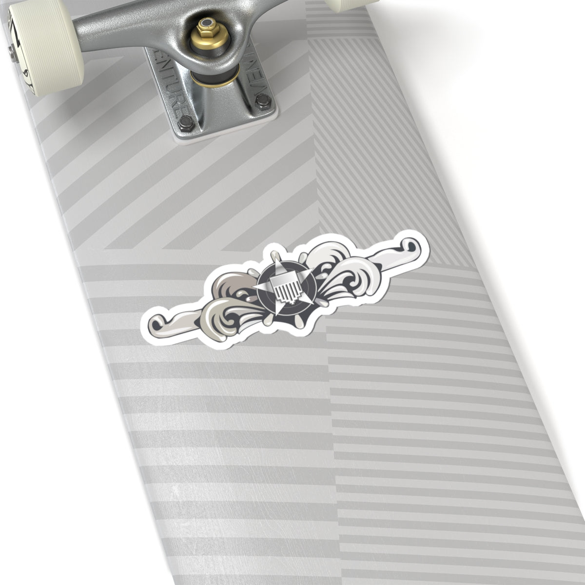 Kiss-Cut Stickers - USCG - Cutterman Badge - Enlisted - Silver wo Txt