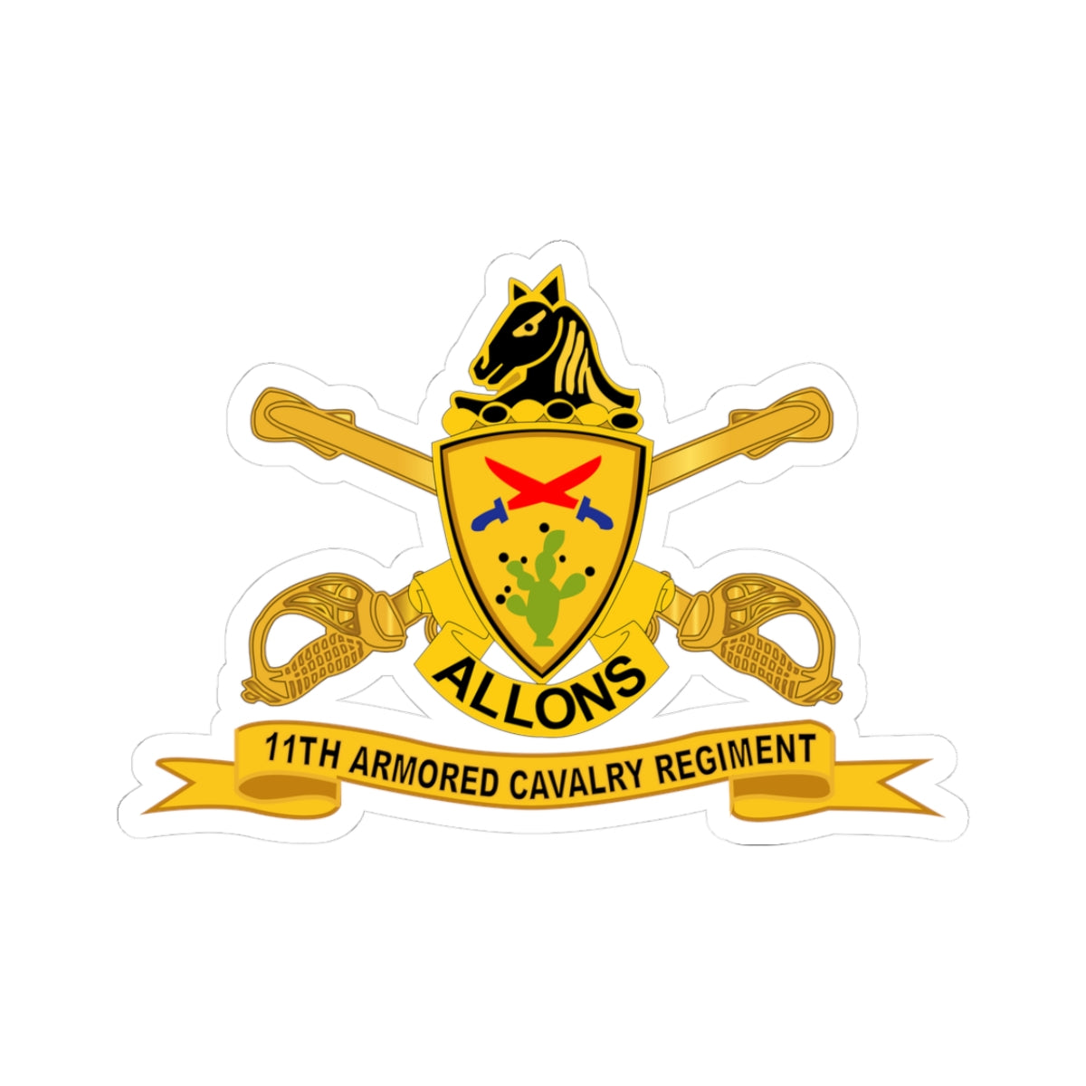 Kiss-Cut Stickers - 11th Armored Cavalry Regiment w Br - Ribbon