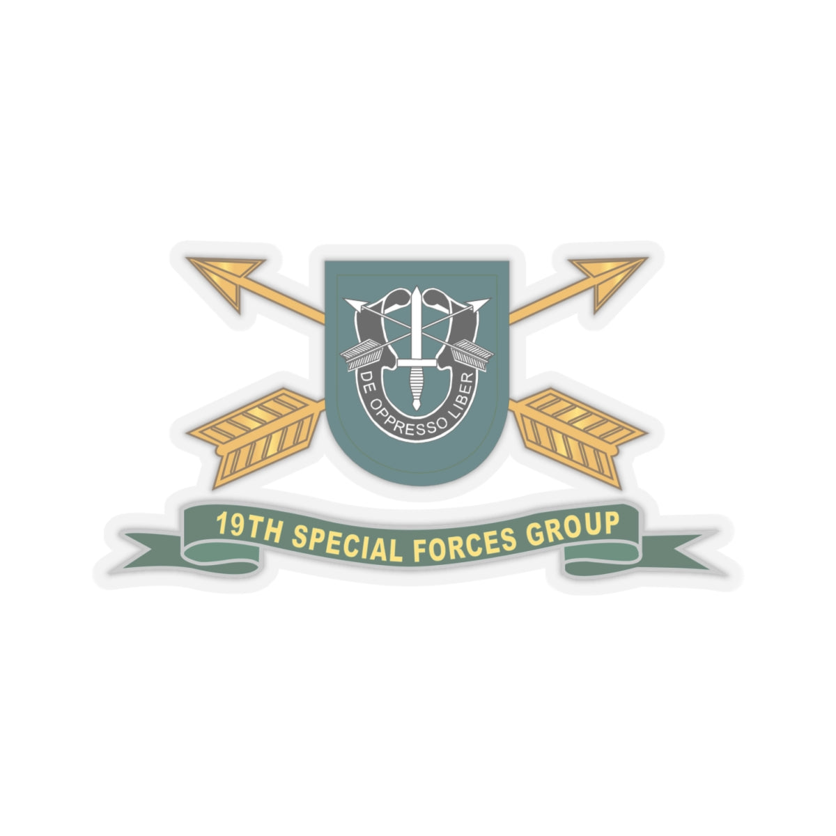 Kiss-Cut Stickers - 19th Special Forces Group - Flash w Br - Ribbon X 300