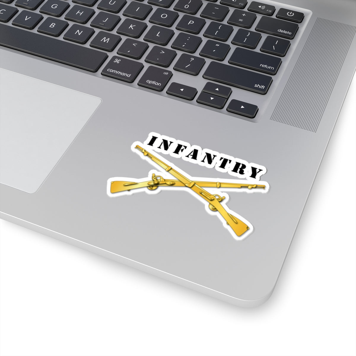 Kiss-Cut Stickers - Infantry Br - Crossed Rifles w Txt