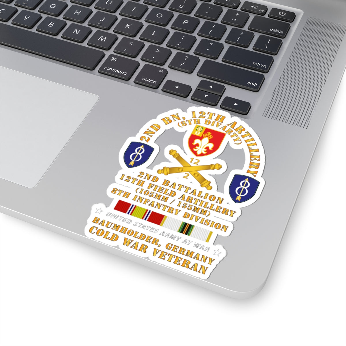 Kiss-Cut Stickers - 2nd Bn 12th Artillery - 105-155mm - 8th ID - Baumholder Germany w COLD SVC