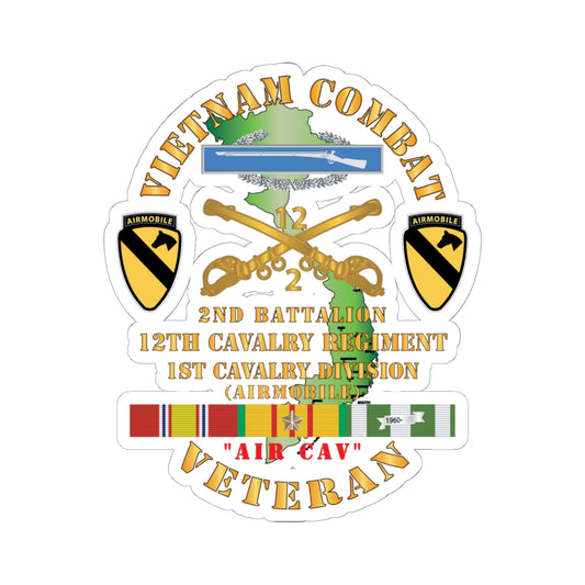 Kiss-Cut Stickers - Vietnam Combat Cavalry Veteran w 2nd Bn 12th Cav Regt w CIB - 1st Cav Div X 300