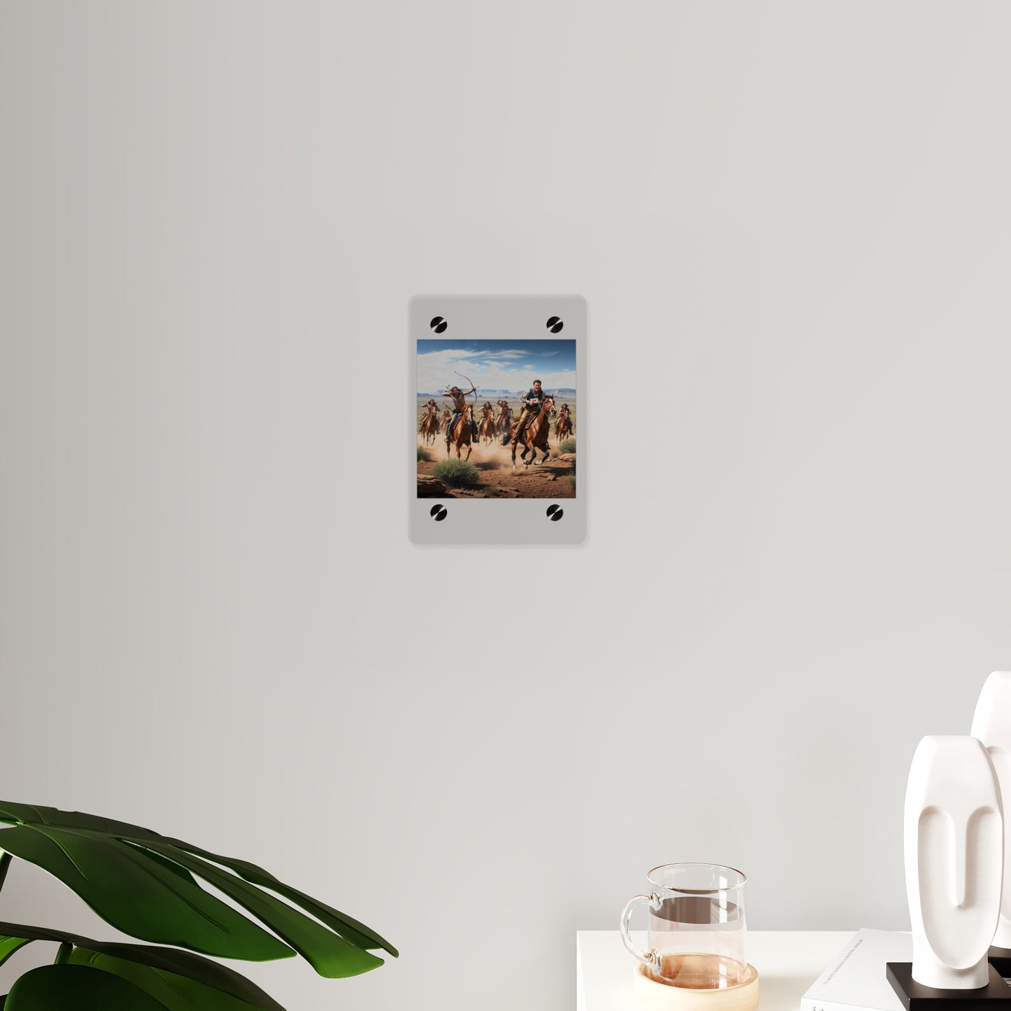 Acrylic Wall Art Panel - Apache Indians attacking a Pony Express Rider