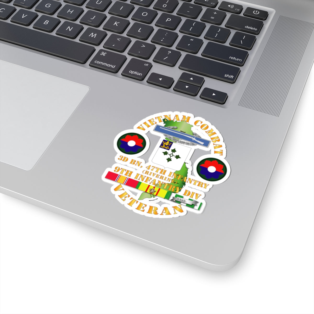 Kiss-Cut Stickers - Vietnam Combat Infantry Veteran w 3rd Bn 47th Inf (Riverine) - 9th ID SSI