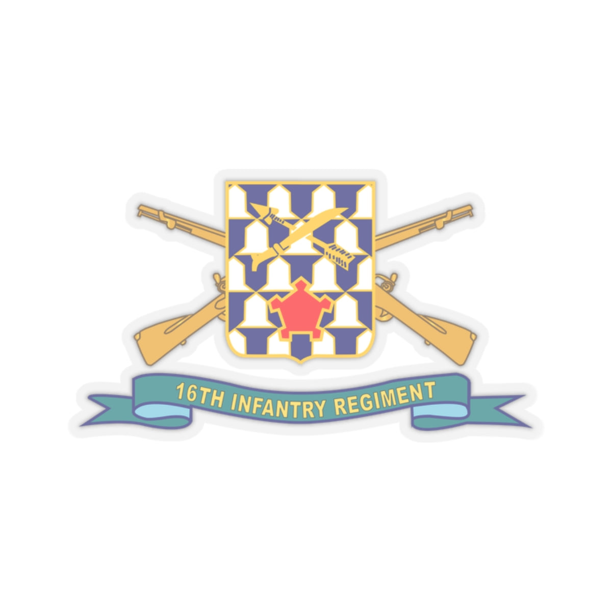 Kiss-Cut Stickers -16th Infantry Regiment - DUI w Br - Ribbon X 300