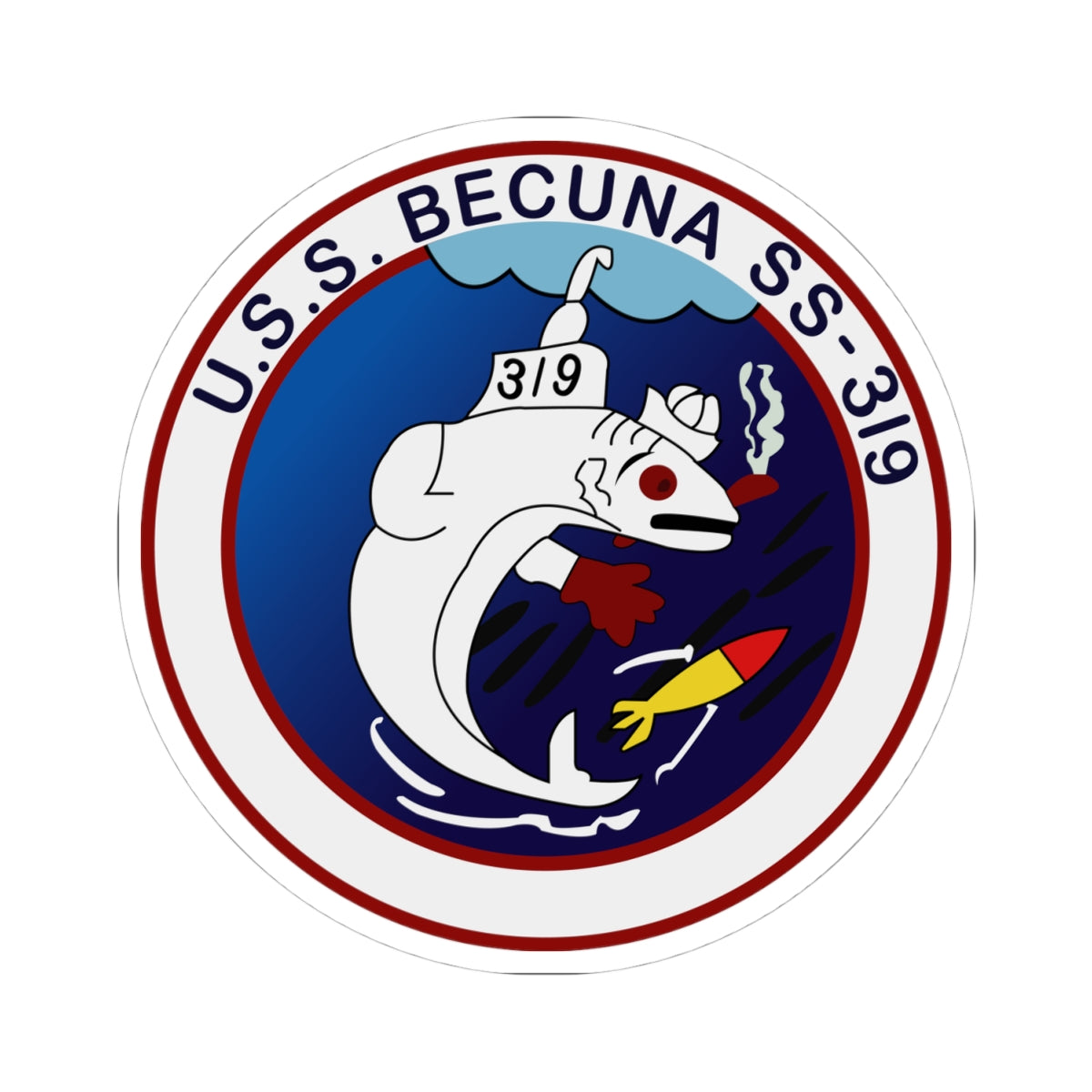 Kiss-Cut Stickers - Navy - USS Becuna (SS-319) wo Txt
