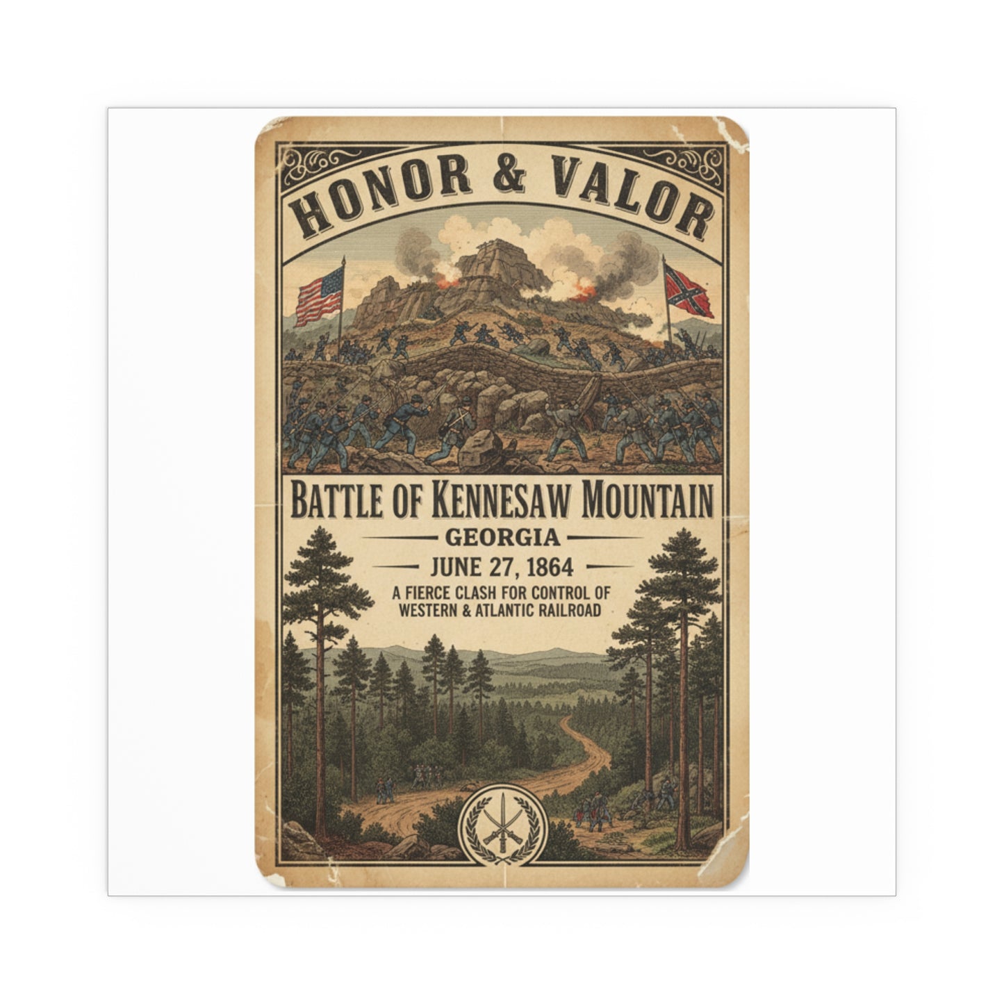 Indoor and Outdoor Silk Posters - Battle of Kennesaw Mountain