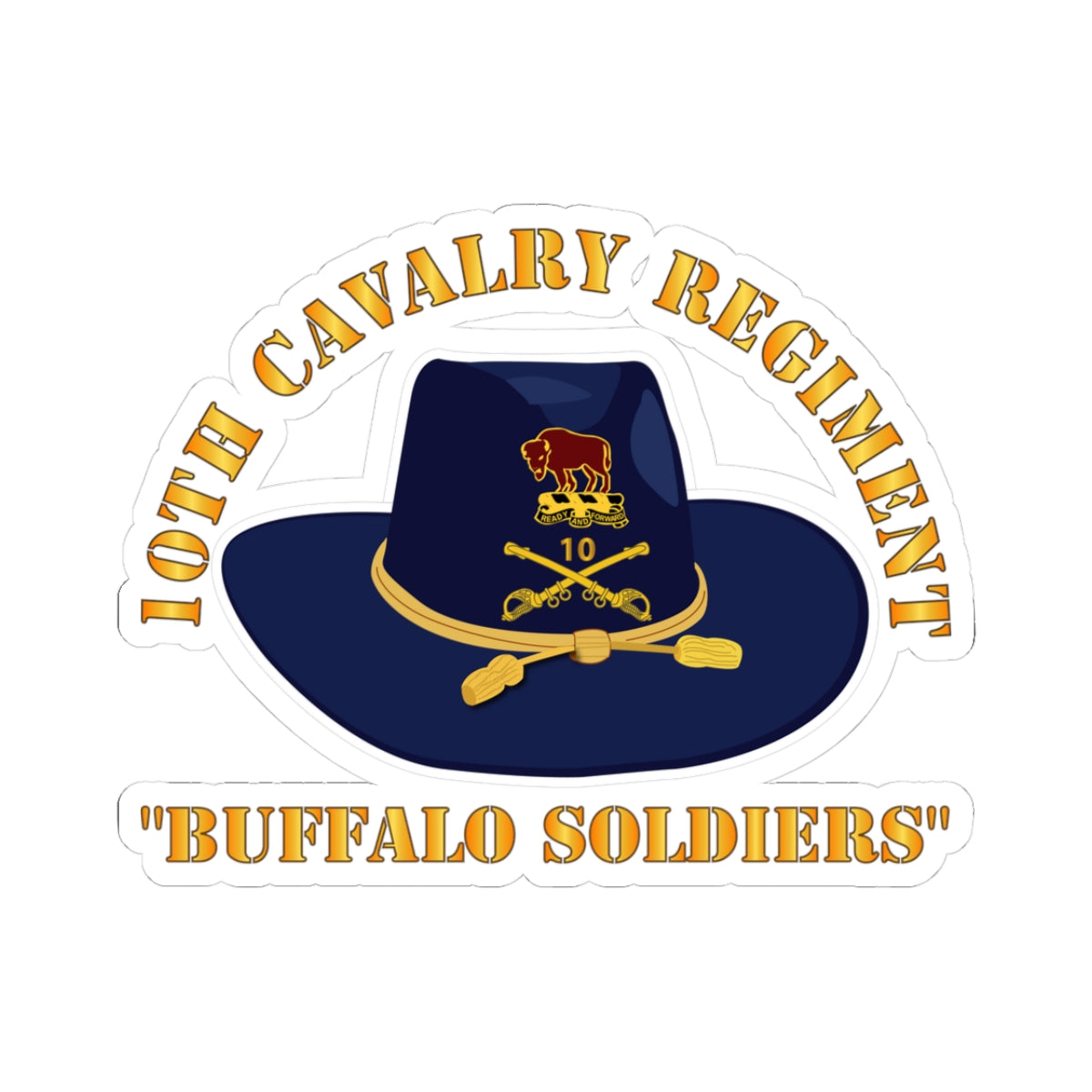 Kiss-Cut Stickers - 10th Cavalry Regiment w Cav - Buffalo Soldiers