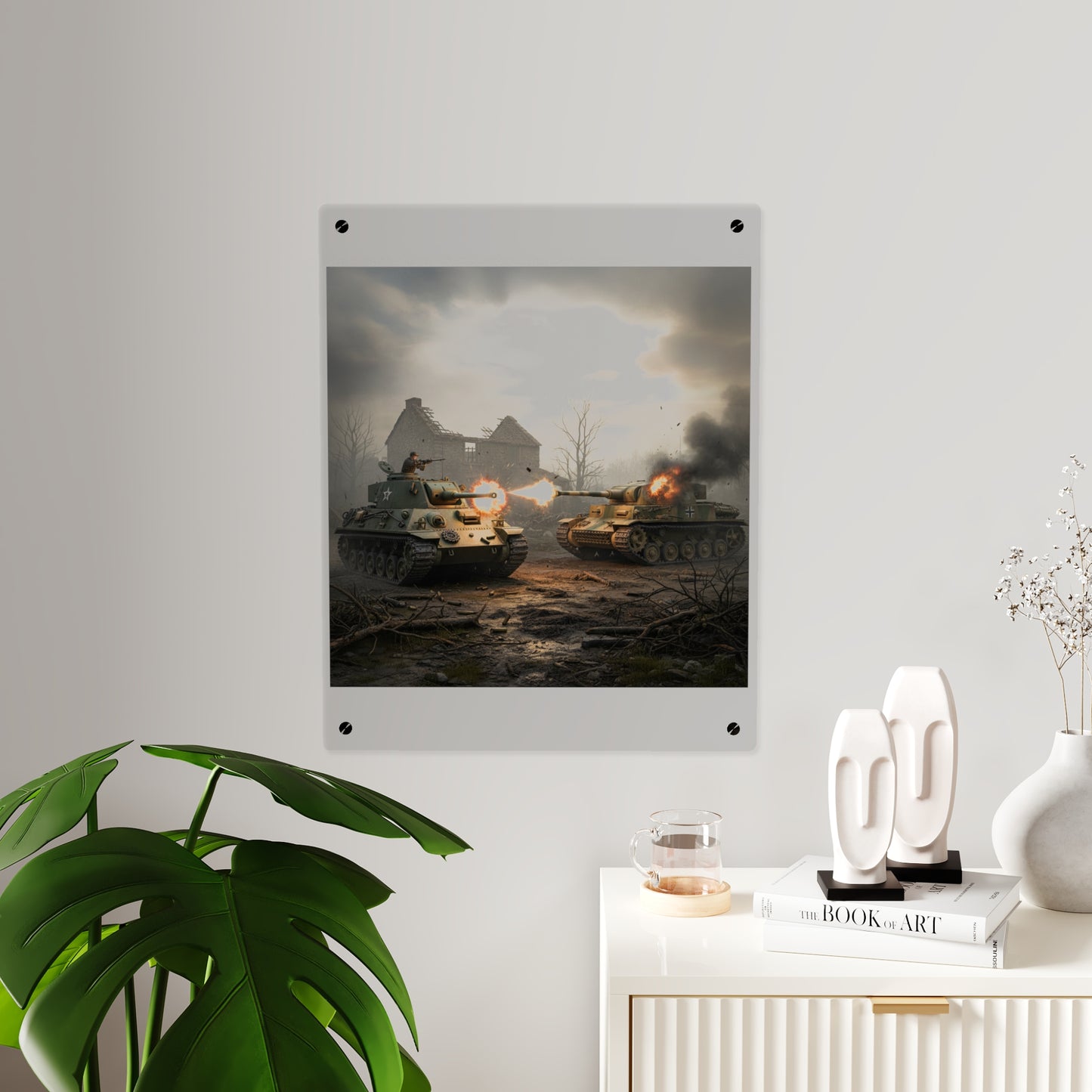 Acrylic Wall Art Panel - M10 Wolverine battles German Panzer Tank WWII